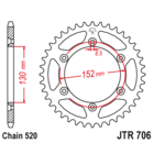 Звезда задняя (ведомая),(сталь) JT 706.46