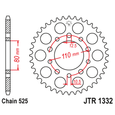 Звезда задняя (ведомая),(сталь) JT 1332.37