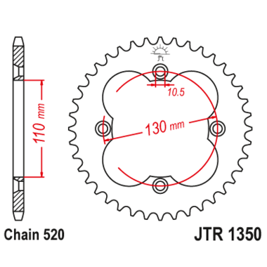 Звезда задняя (ведомая),(сталь) JT 1350.38