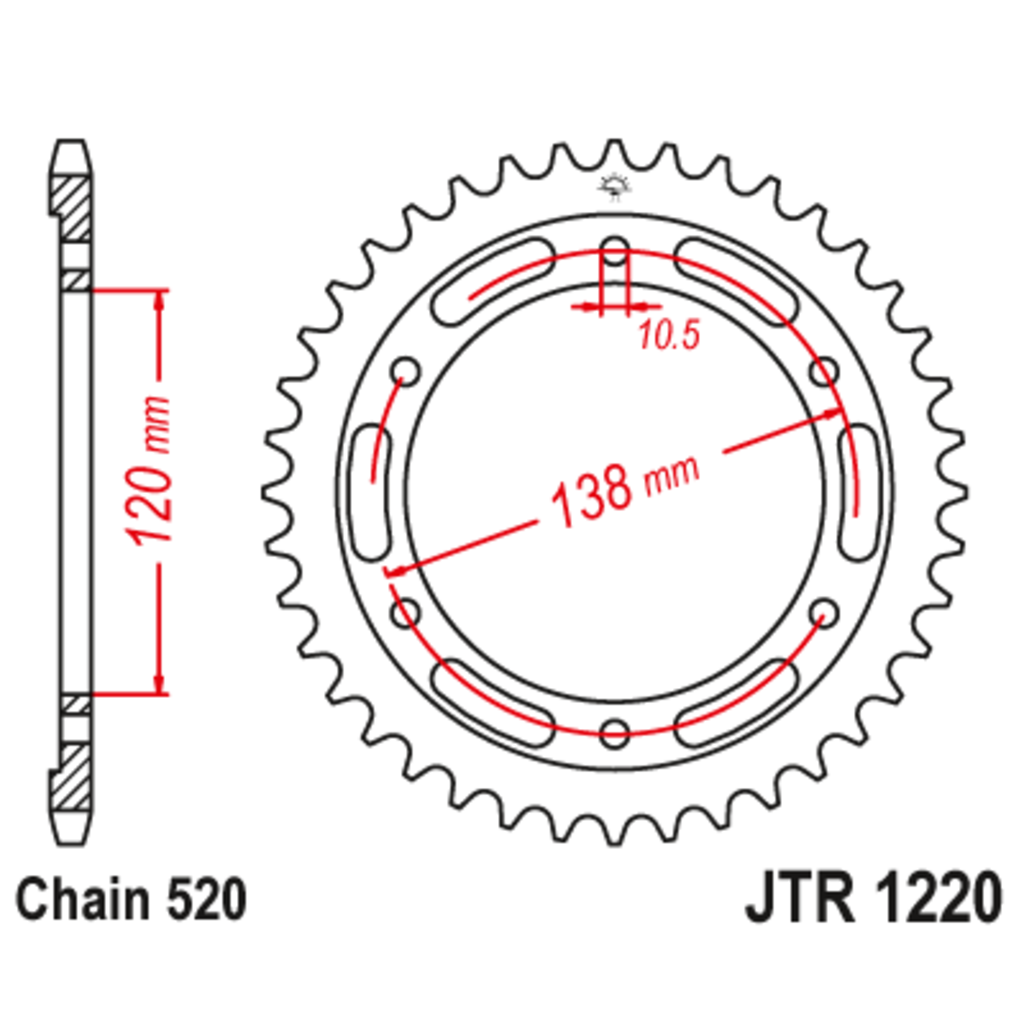 JT Звезда задняя (ведомая),(сталь) JT 1220.36