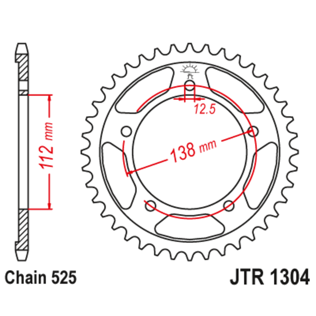 JT Звезда задняя (ведомая),(сталь) JT 1304.38