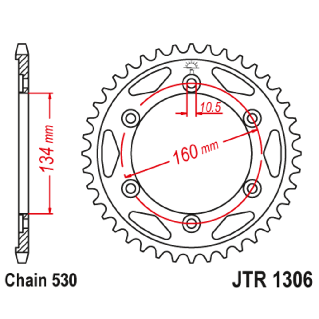 JT Звезда задняя (ведомая),(сталь) JT 1306.42