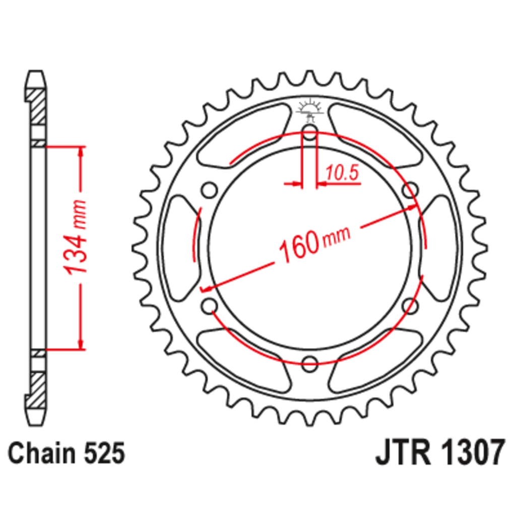 JT Звезда задняя (ведомая),(сталь) JT 1307.41