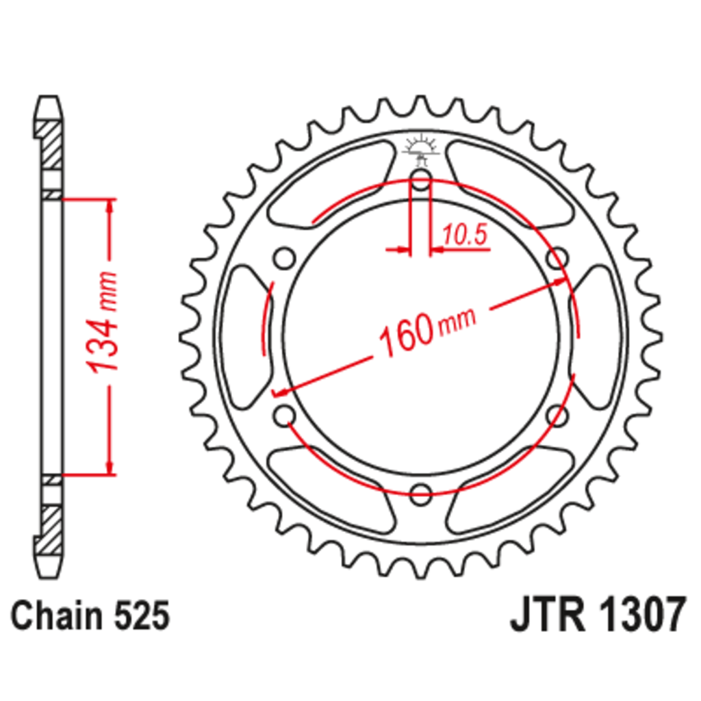 JT Звезда задняя (ведомая),(сталь) JT 1307.43