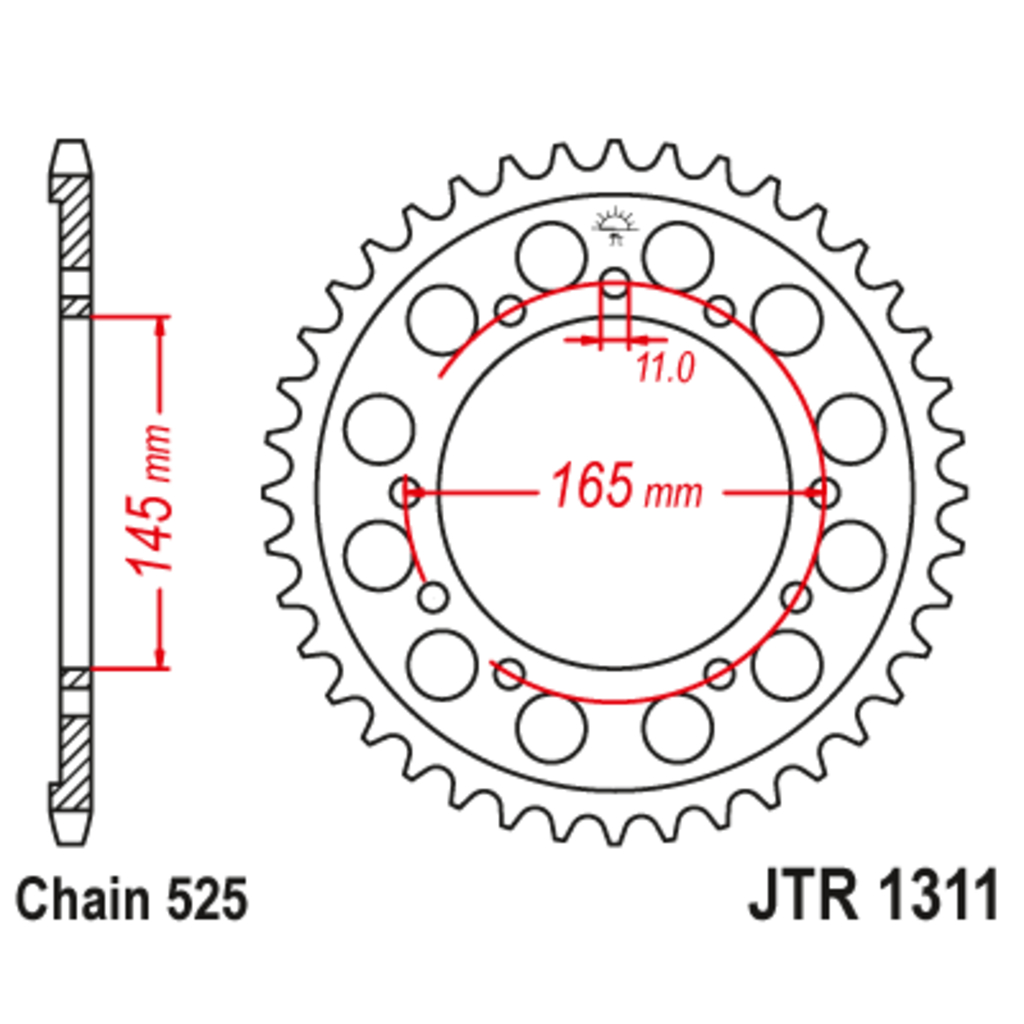 JT Звезда задняя (ведомая),(сталь) JT 1311.43