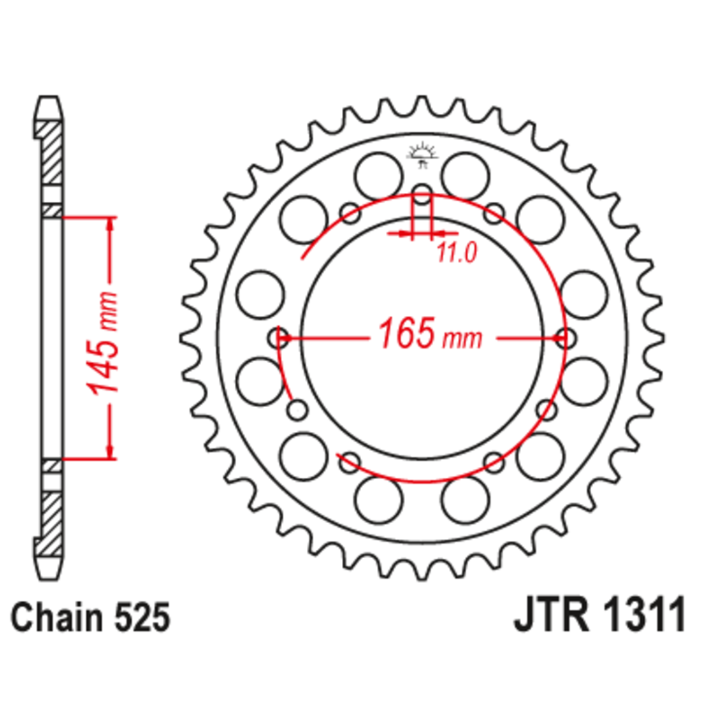 JT Звезда задняя (ведомая),(сталь) JT 1311.44