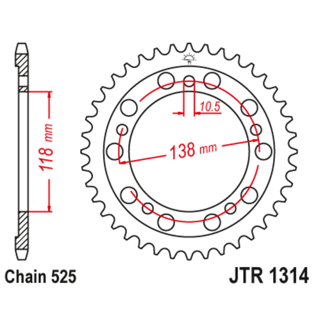 JT Звезда задняя (ведомая),(сталь) JT 1314.39