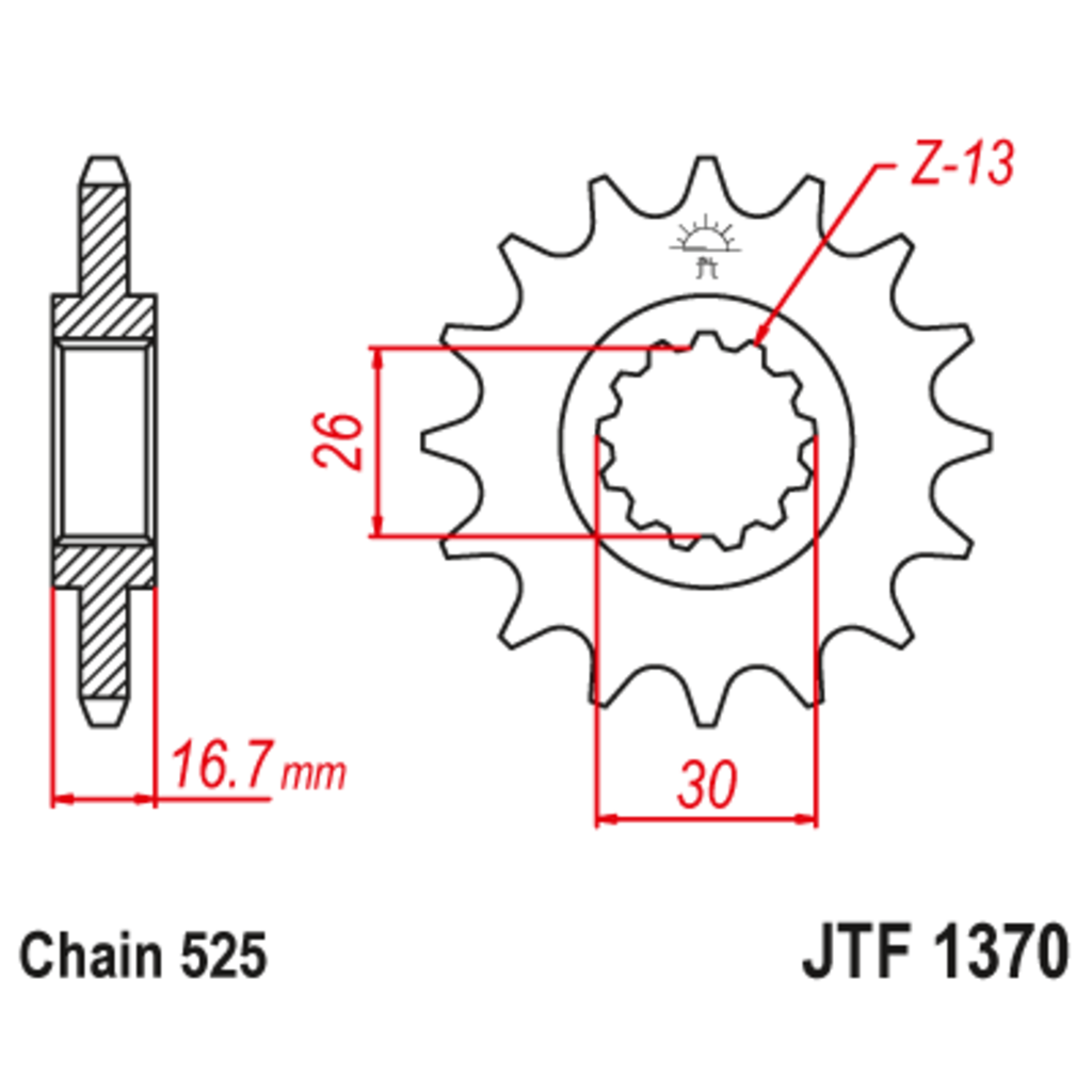 JT Звезда ведущая , с демпфером, JT 1370.16RB