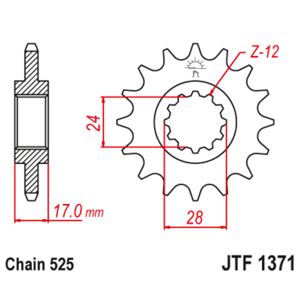 JT Звезда ведущая , с демпфером, JT 1371.15RB