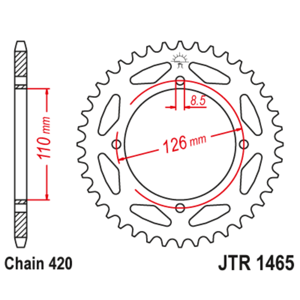 JT Звезда задняя (ведомая),(сталь) JT 1465.47