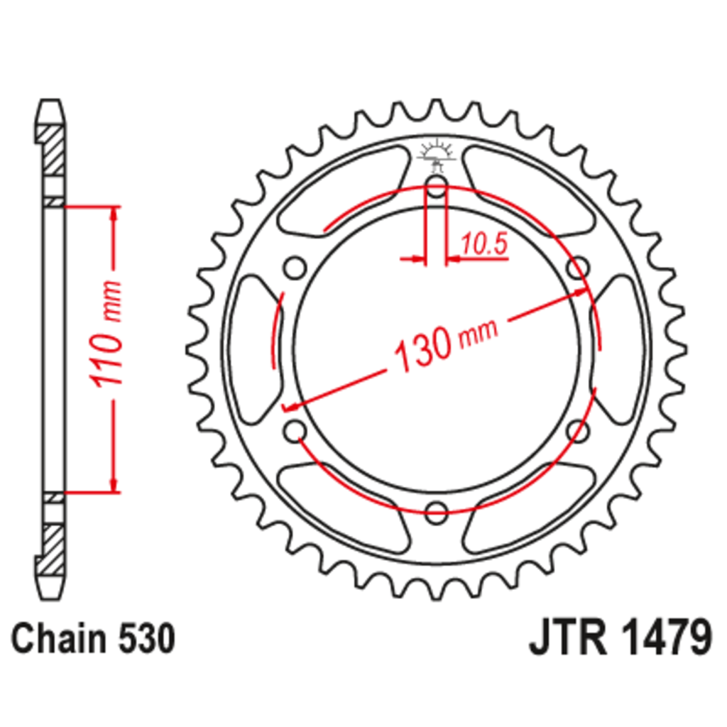 JT Звезда задняя (ведомая),(сталь) JT 1479.47ZBK