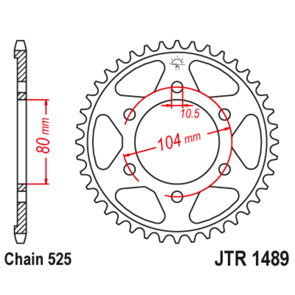 JT Звезда задняя (ведомая),(сталь) JT 1489.39ZBK