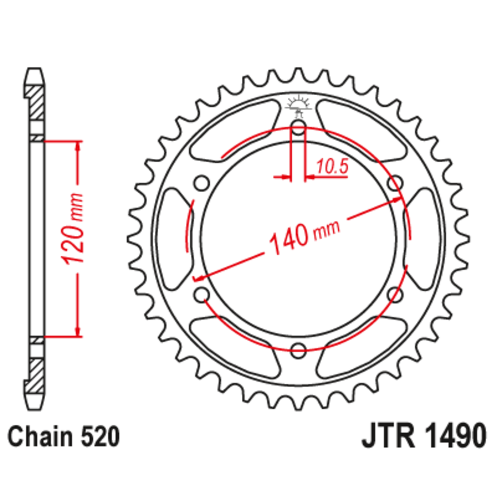 JT Звезда задняя (ведомая),(сталь) JT 1490.42