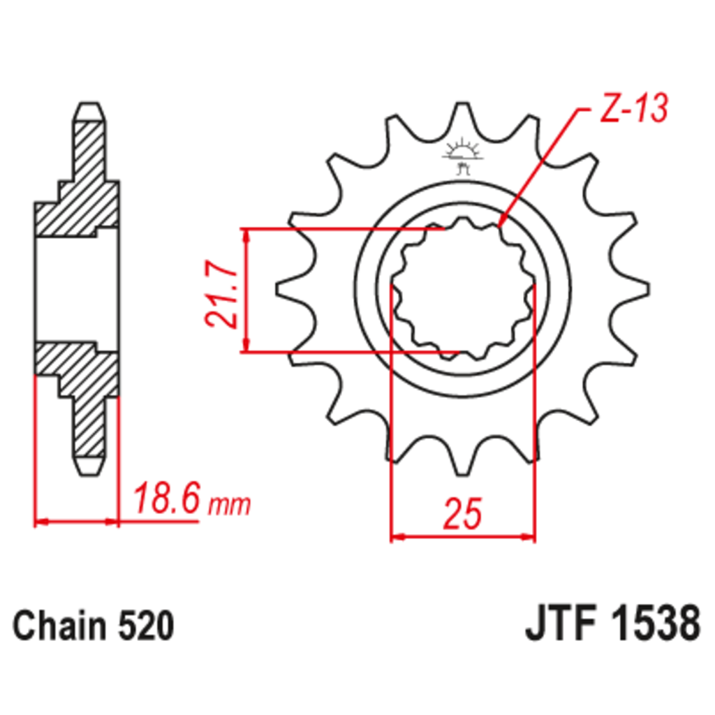 JT Звезда ведущая , с демпфером, JT 1538.15RB