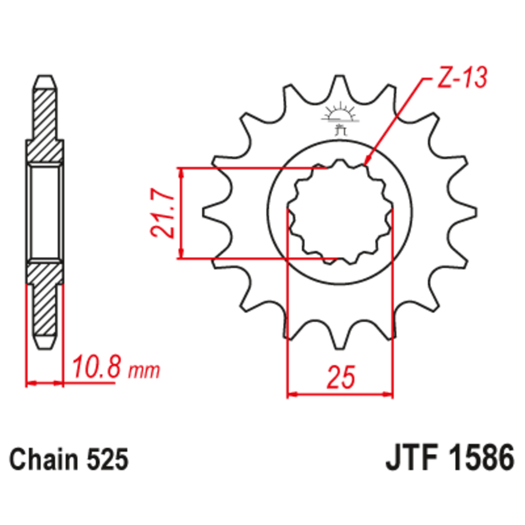 JT Звезда ведущая , с демпфером, JT 1586.17RB