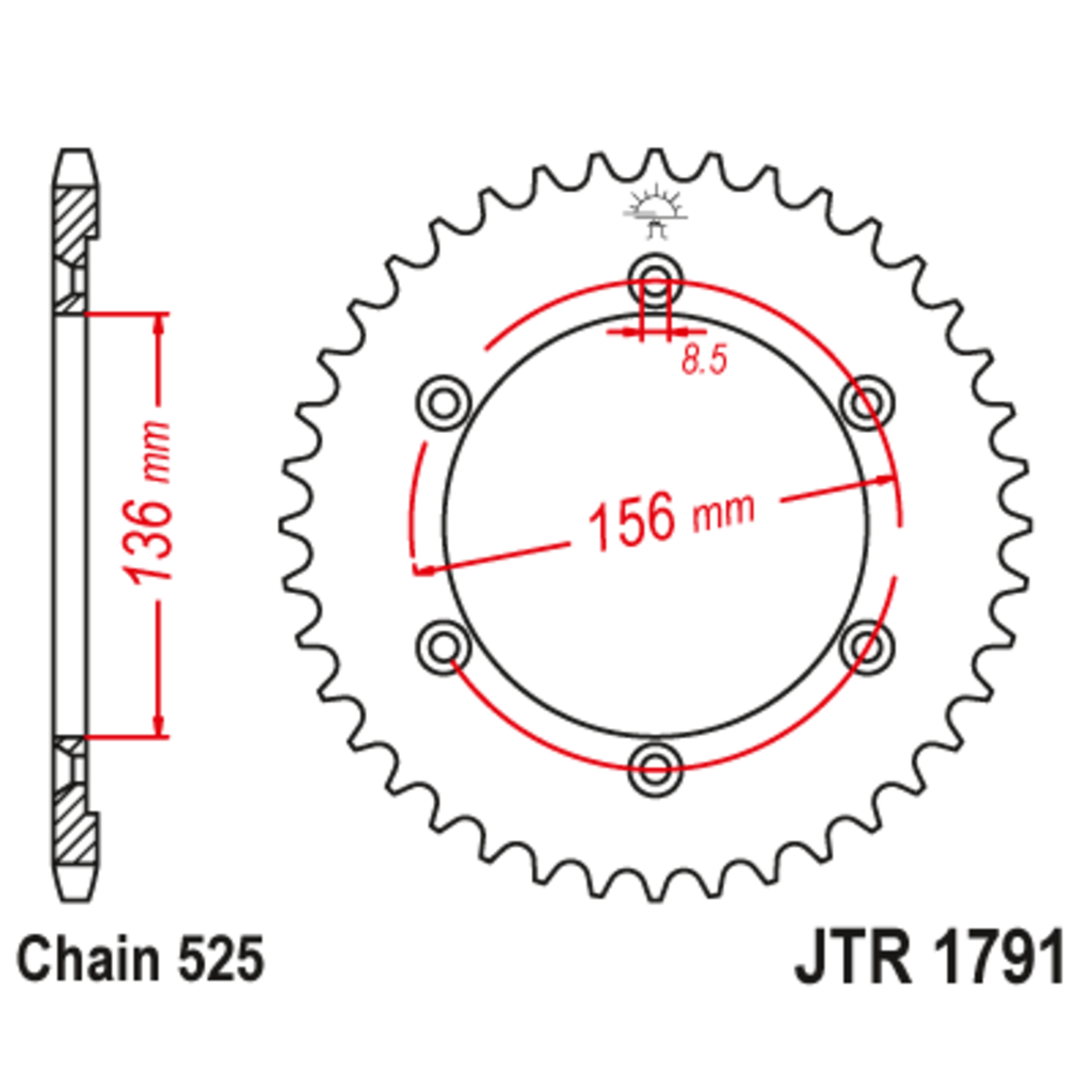 JT Звезда задняя (ведомая),(сталь) JT 1791.41