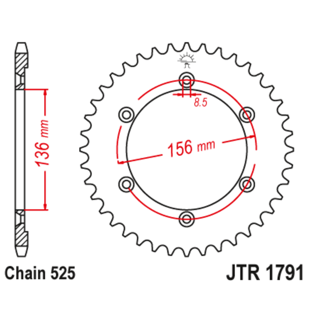 JT Звезда задняя (ведомая),(сталь) JT 1791.42