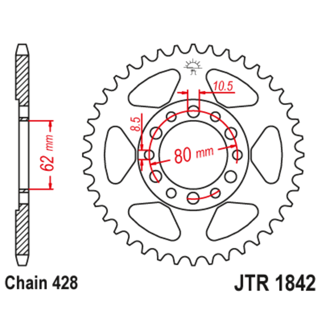 JT Звезда задняя (ведомая),(сталь) JT 1842.45