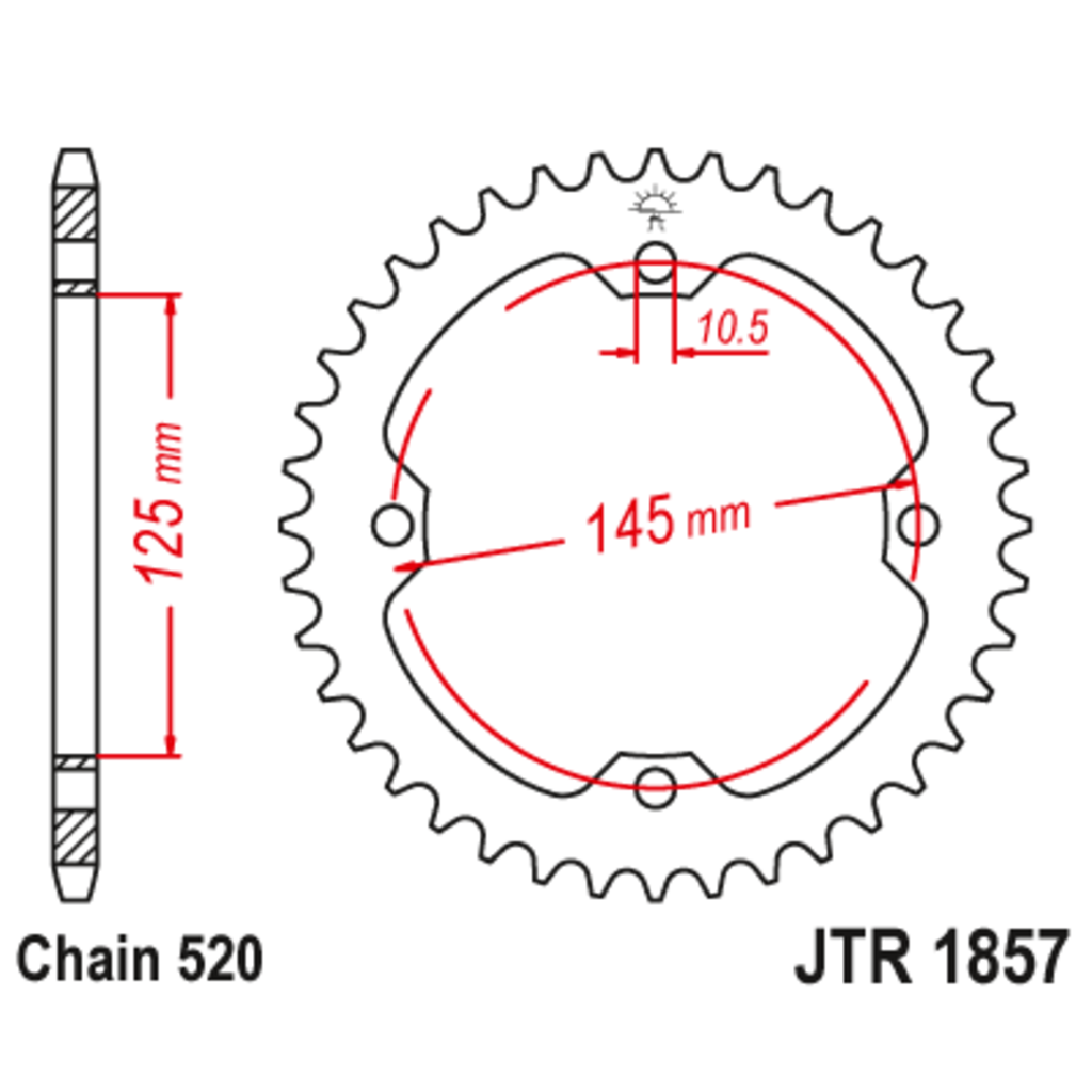 JT Звезда задняя (ведомая),(сталь) JT 1857.38