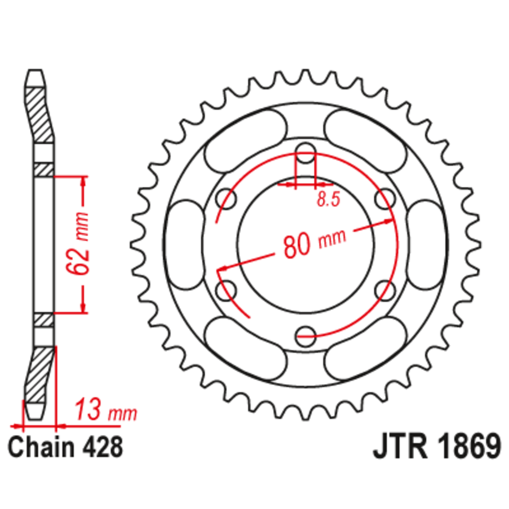 JT Звезда задняя (ведомая),(сталь) JT 1869.45