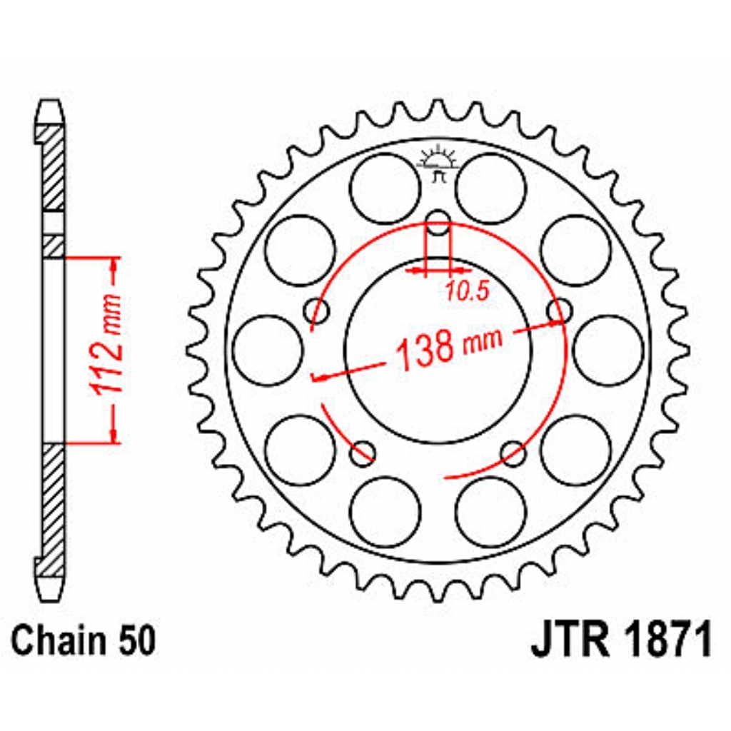 JT Звезда задняя (ведомая),(сталь) JT 1871.50