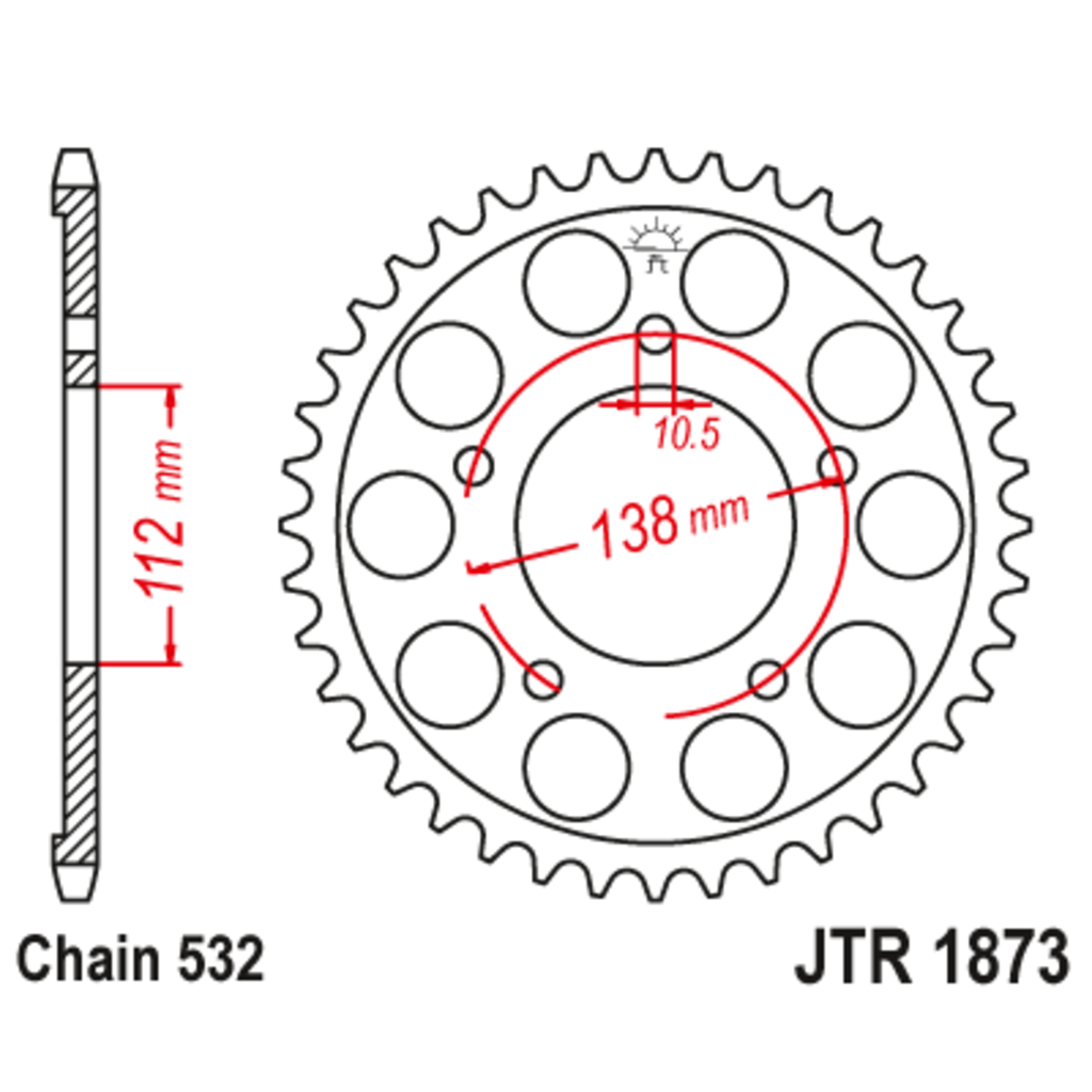 JT Звезда задняя (ведомая),(сталь) JT 1873.48