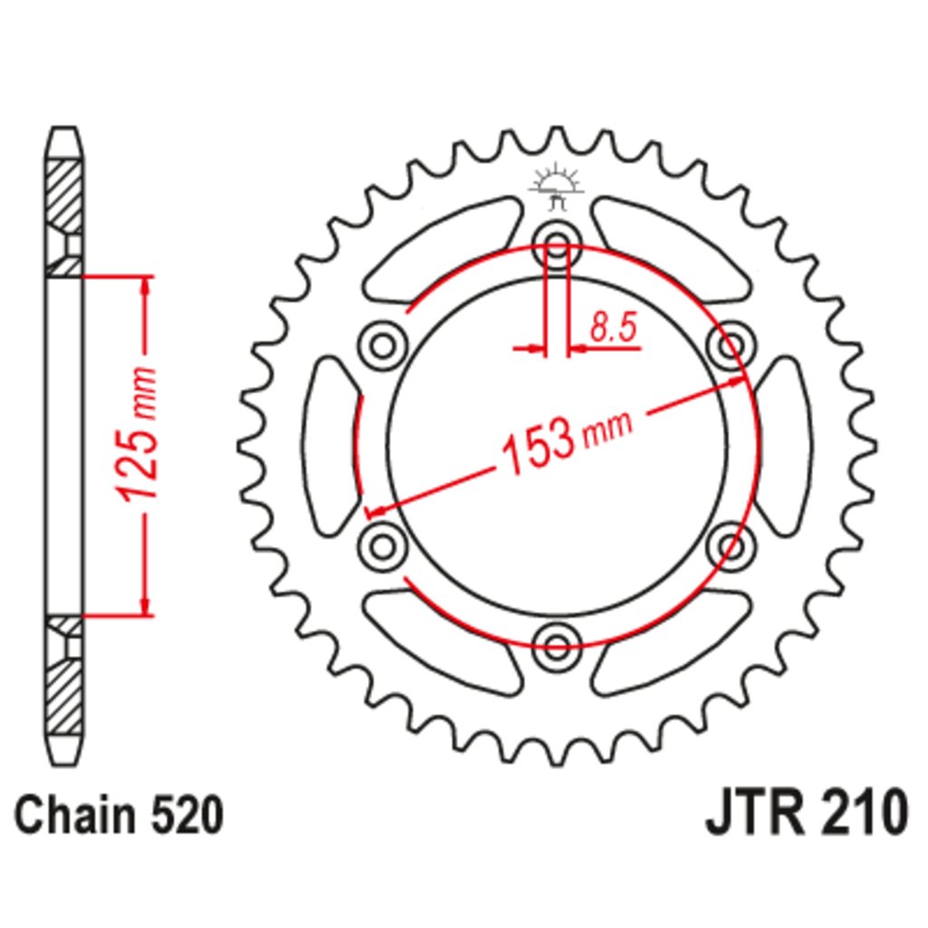 JT Звезда задняя (ведомая),(сталь) JT 210.46