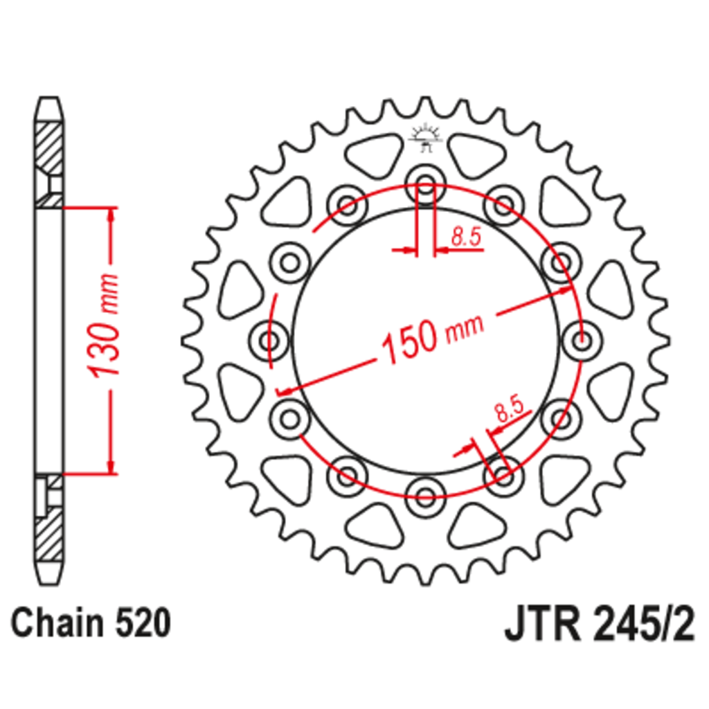 JT Звезда задняя (ведомая),(сталь) JT 245/2.41