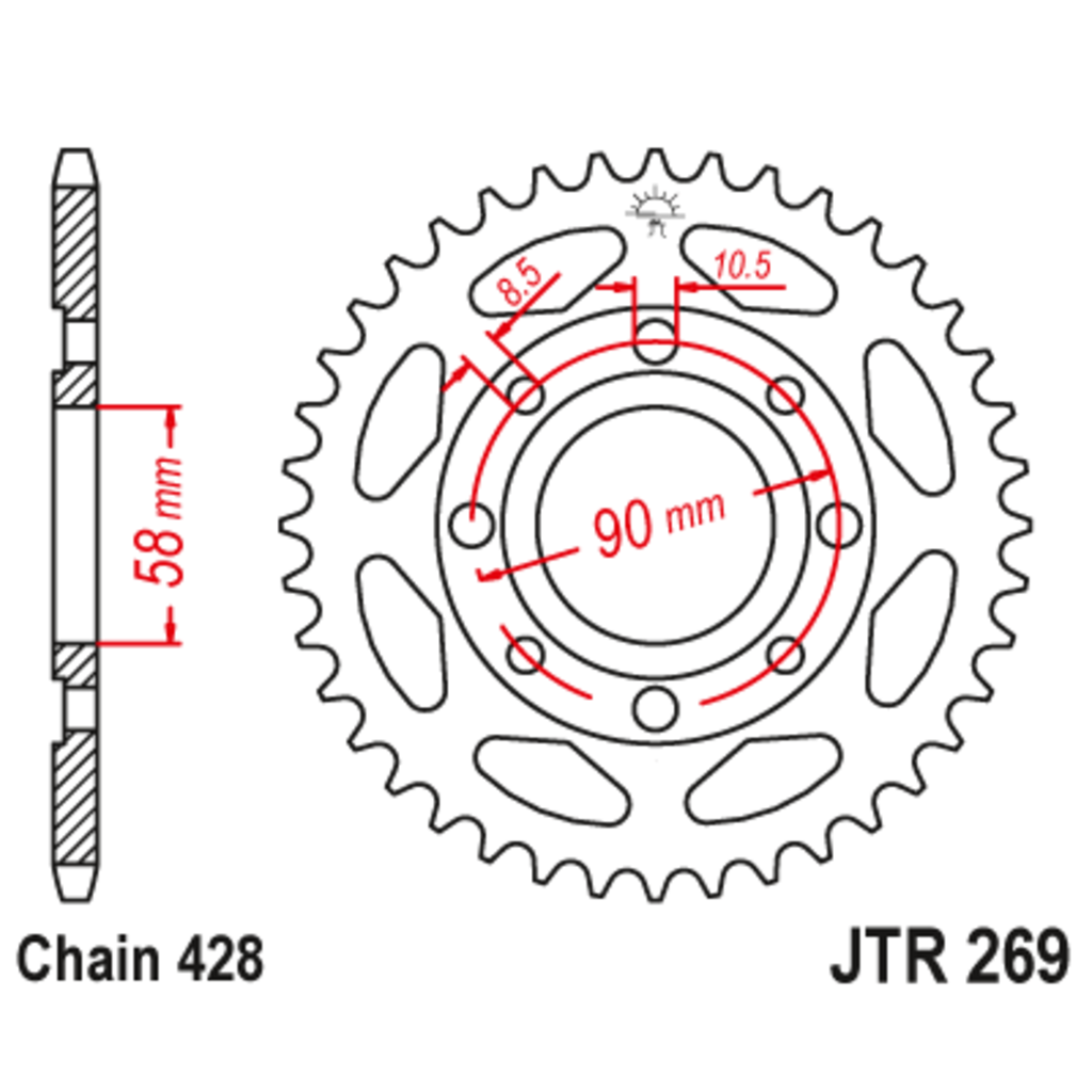 JT Звезда задняя (ведомая),(сталь) JT 269.46