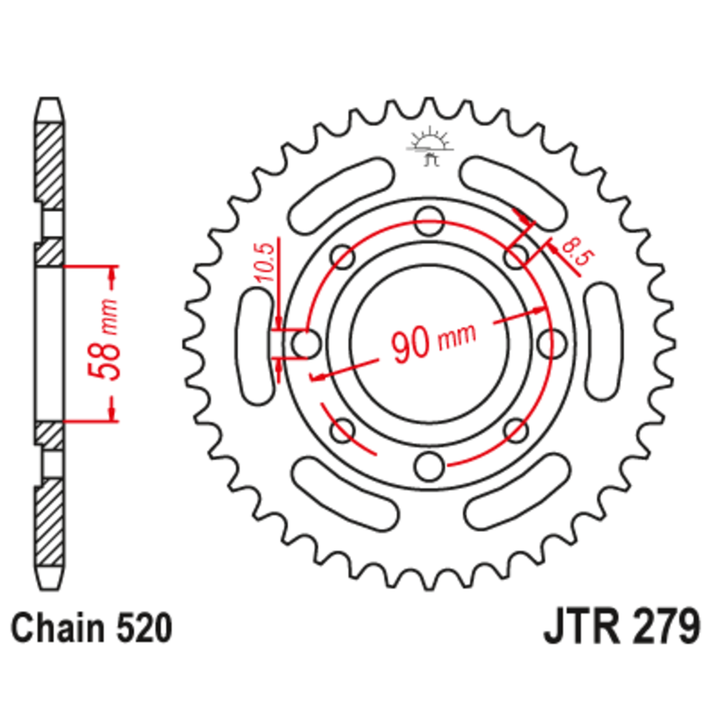 JT Звезда задняя (ведомая),(сталь) JT 279.32