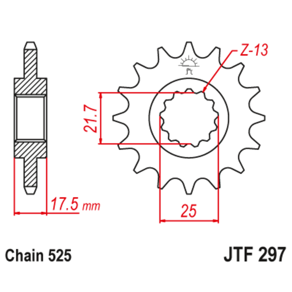 JT Звезда ведущая , с демпфером, JT 297.15RB