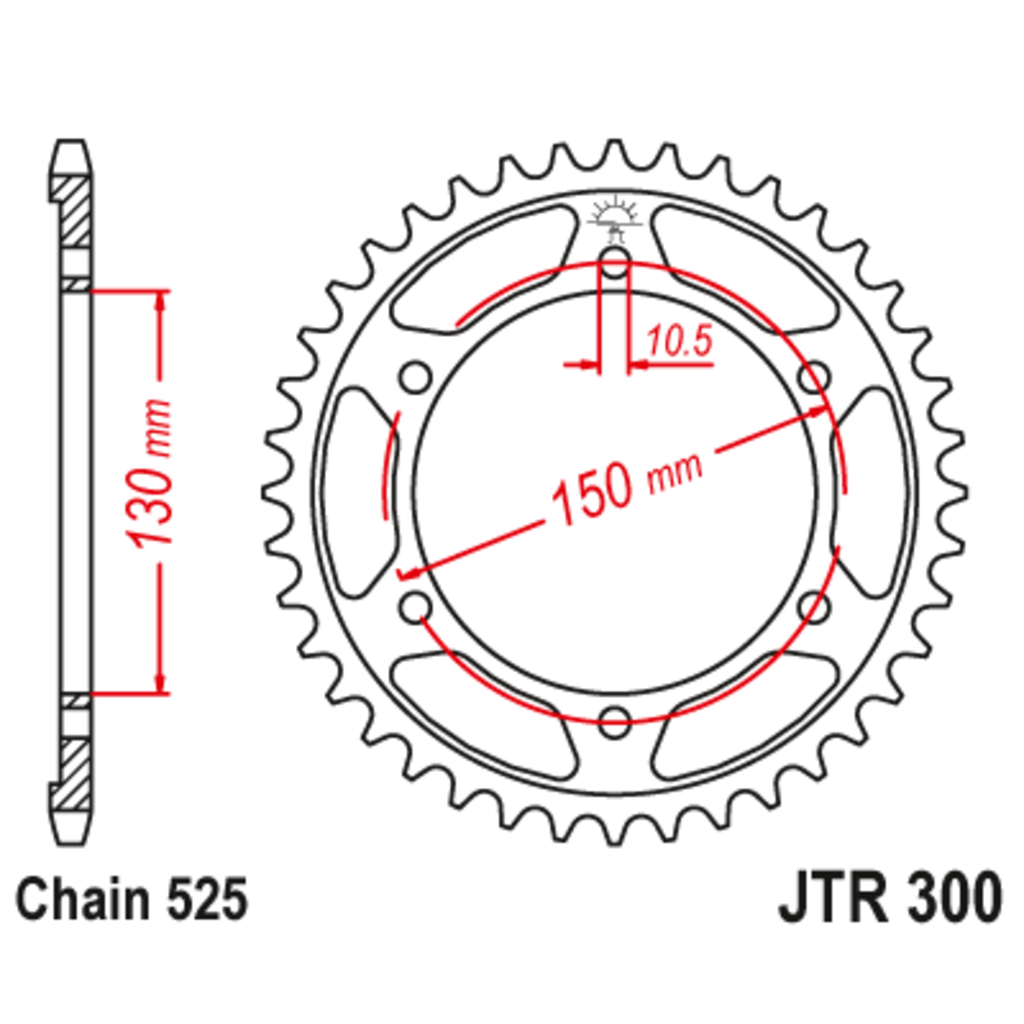 JT Звезда задняя (ведомая),(сталь) JT 300.39