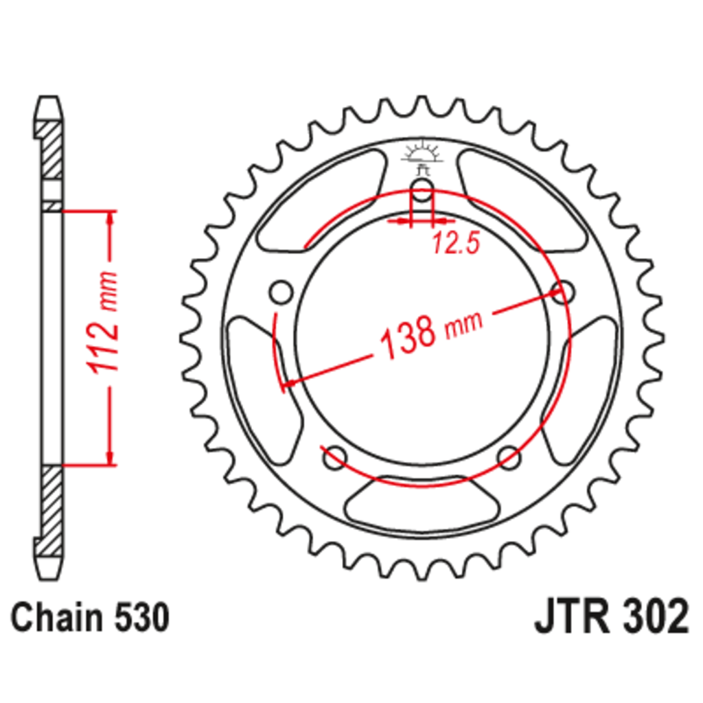 JT Звезда задняя (ведомая),(сталь) JT 302.39