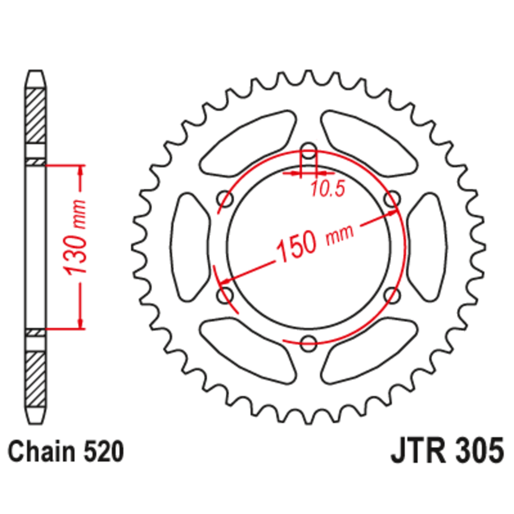 JT Звезда задняя (ведомая),(сталь) JT 305.46