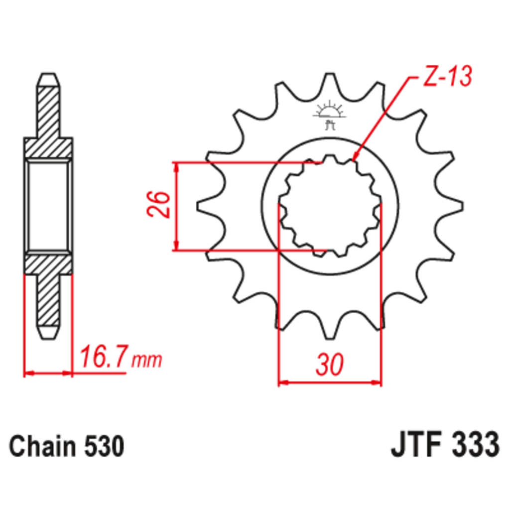 JT Звезда ведущая , с демпфером, JT 333.16RB