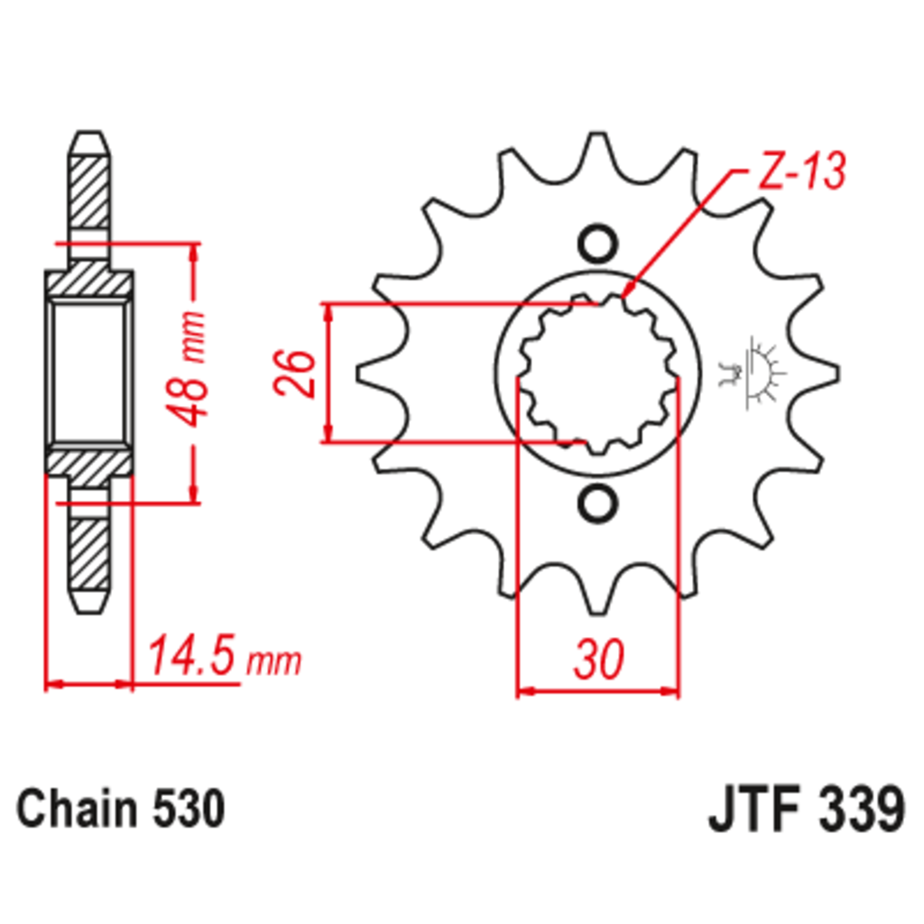 JT Звезда ведущая , с демпфером, JT 339.18RB