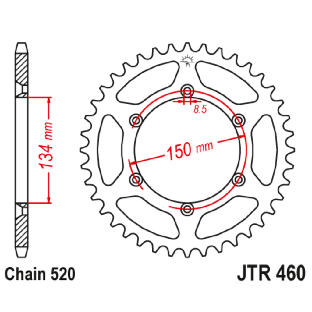 JT Звезда задняя (ведомая),(сталь) JT 460.39