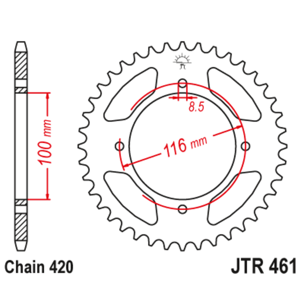 JT Звезда задняя (ведомая),(сталь) JT 461.49