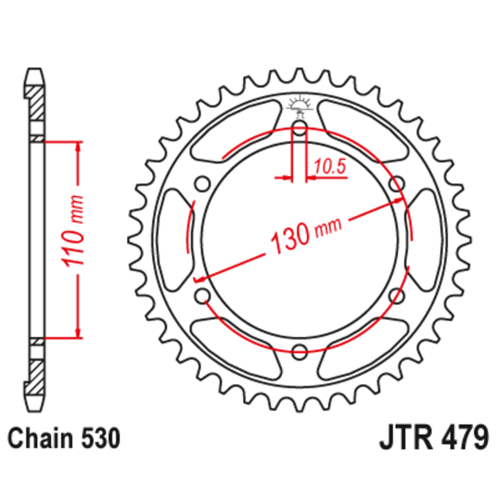 JT Звезда задняя (ведомая),(сталь) JT 479.46ZBK