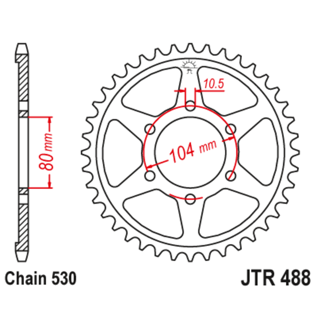 JT Звезда задняя (ведомая),(сталь) JT 488.38