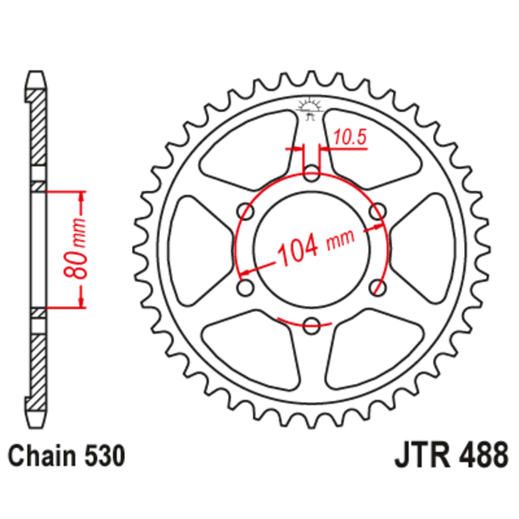 JT Звезда задняя (ведомая),(сталь) JT 488.40