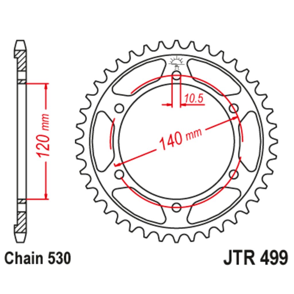 JT Звезда задняя (ведомая),(сталь) JT 499.46