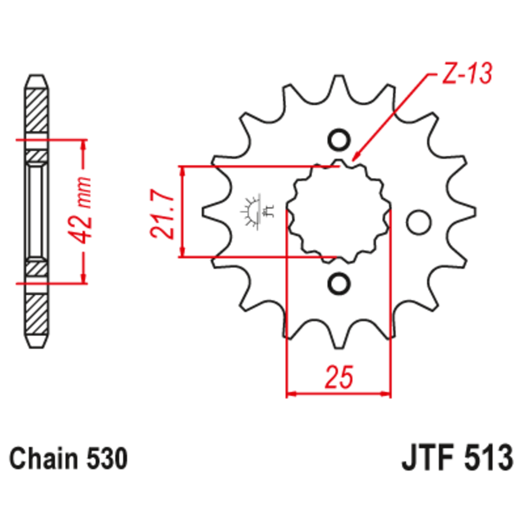 JT Звезда ведущая , с демпфером, JT 513.16RB