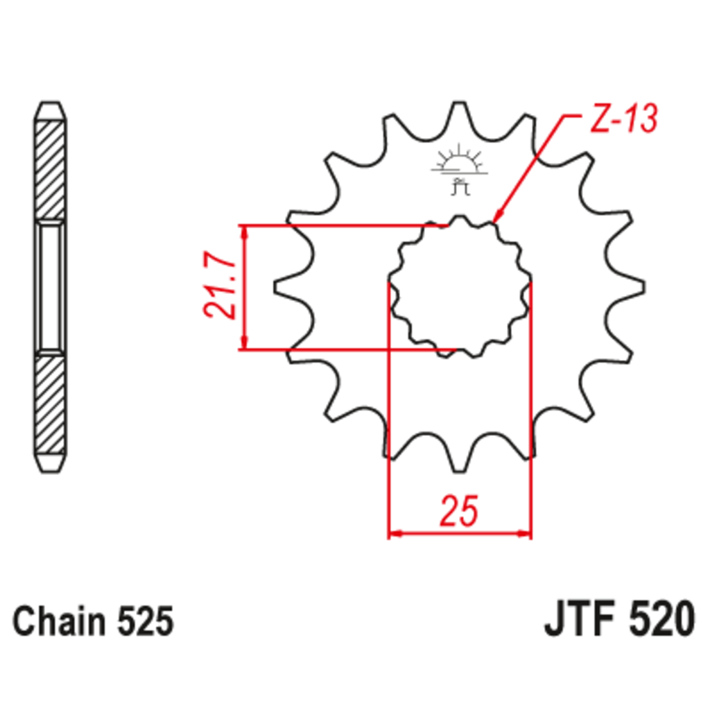 JT Звезда ведущая , с демпфером, JT 520.14RB