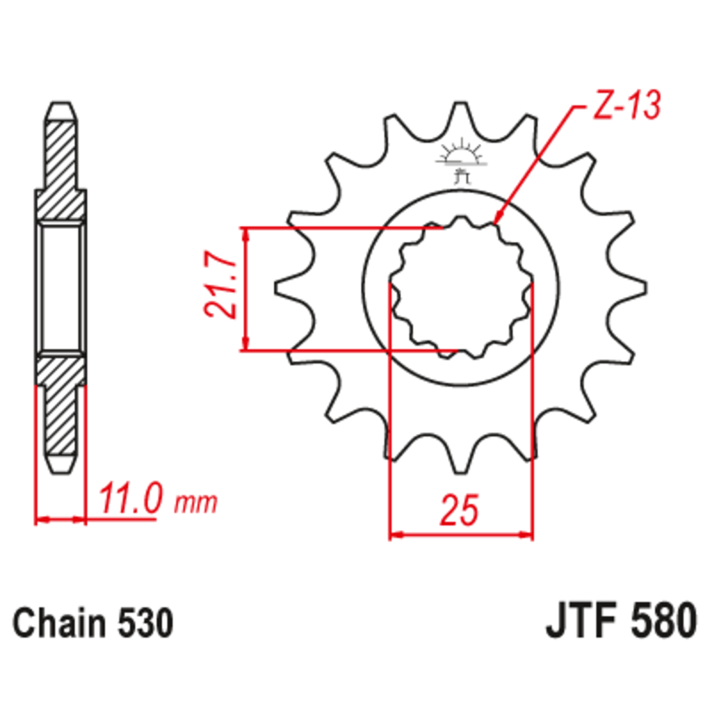 JT Звезда ведущая , с демпфером, JT 580.16RB