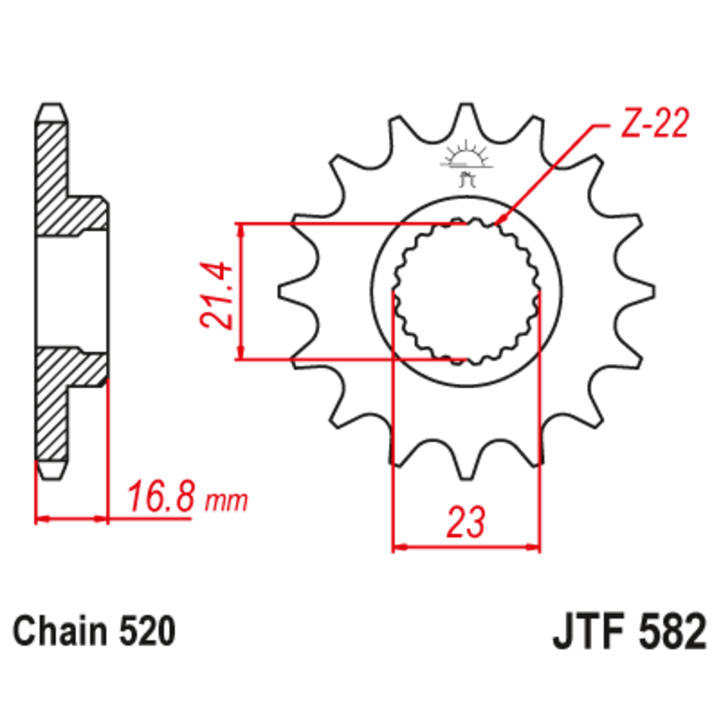 JT Звезда ведущая , с демпфером, JT 582.16RB