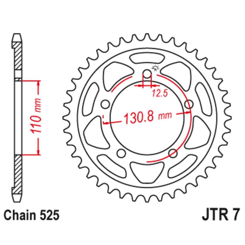 JT Звезда задняя (ведомая),(сталь) JT 7.44