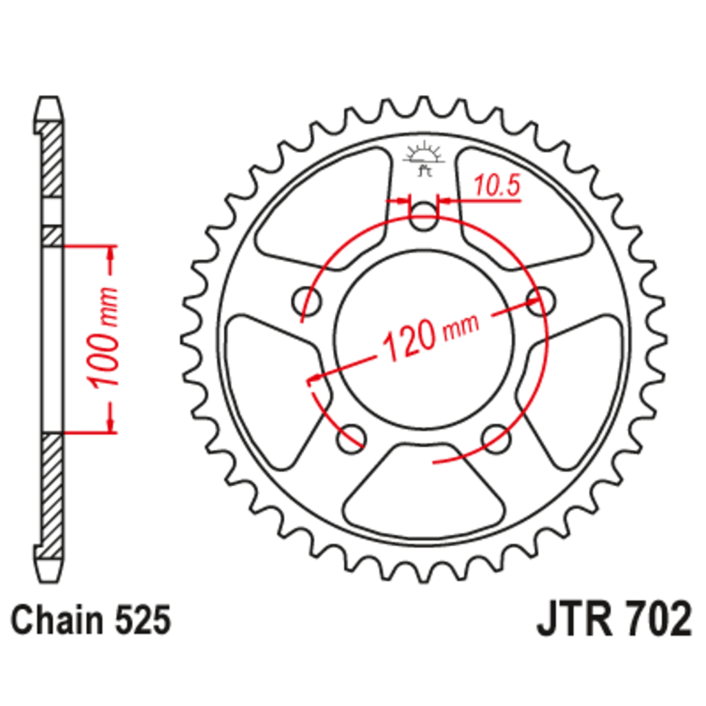 JT Звезда задняя (ведомая),(сталь) JT 702.42