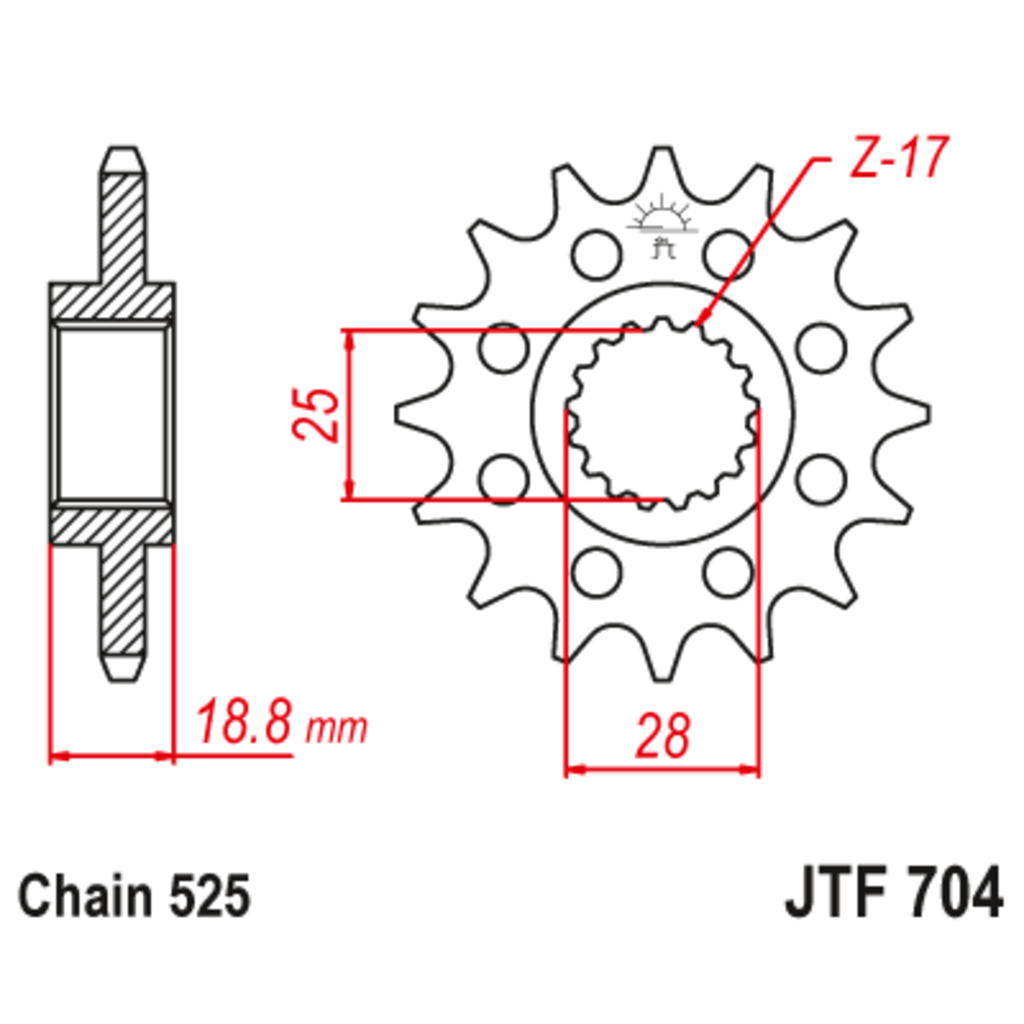 JT Звезда ведущая , с демпфером, JT 704.16RB