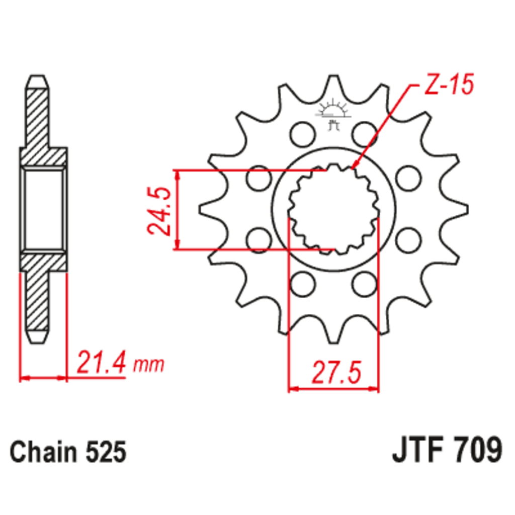 JT Звезда ведущая , с демпфером, JT 709.16RB